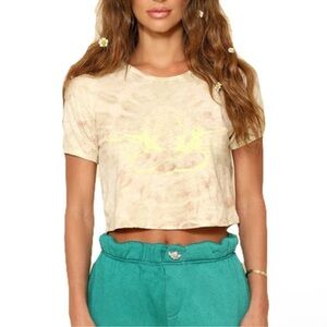 BOYS LIE / Light‎ Brown Lady Flower Fitted Tee size small